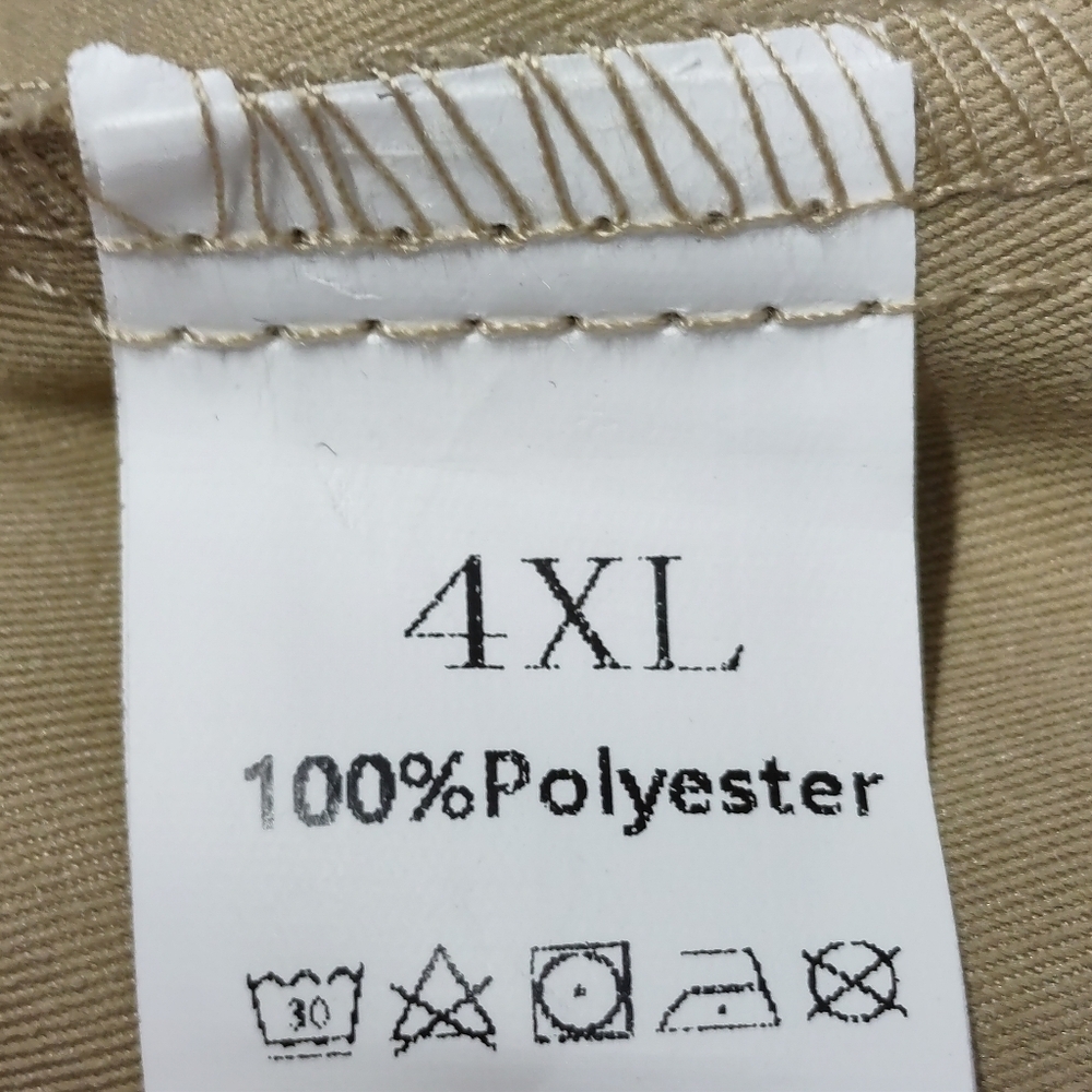 Women's 4XL Khaki Cargo Pants Elastic Waist Polyester Utility Pockets Brown - Picture 8 of 8